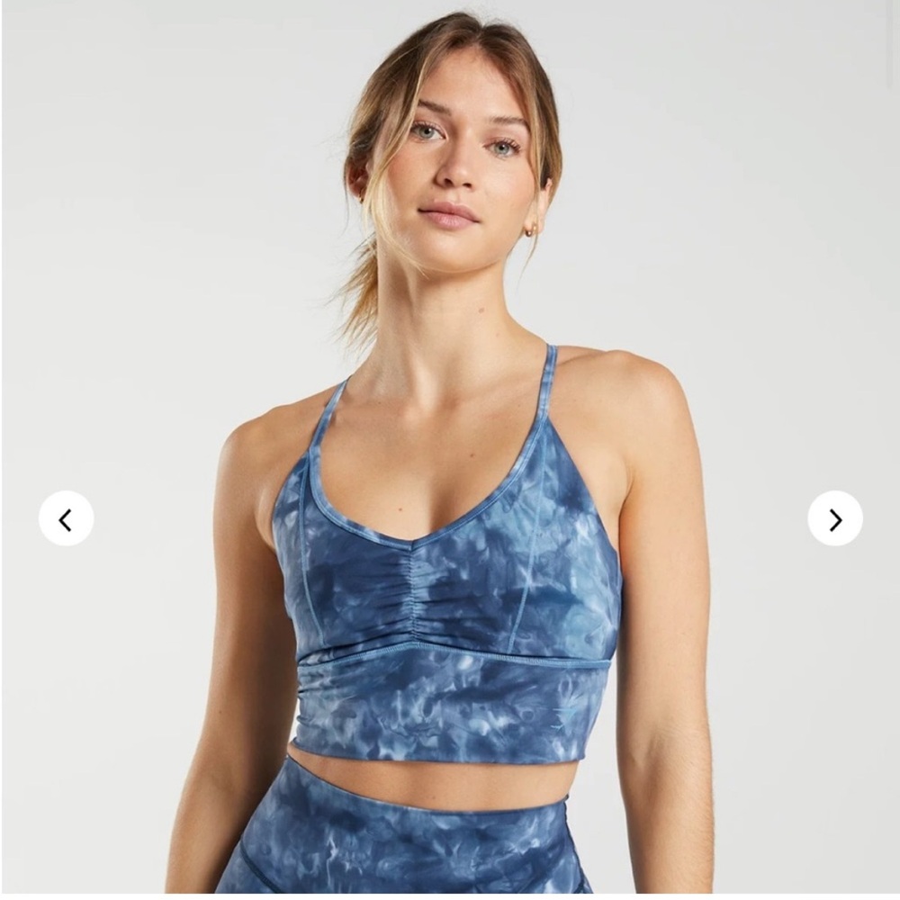 Gymshark Elevate Longline Blue Tie-Dye Sports Bra